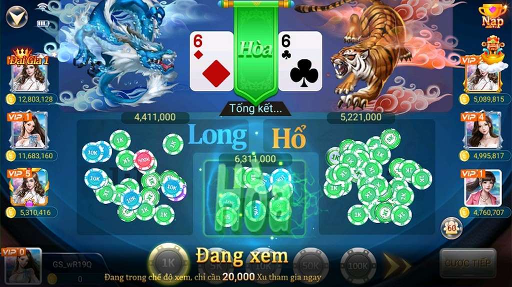 Mẹo chơi rồng hổ online cơ hội thắng lớn